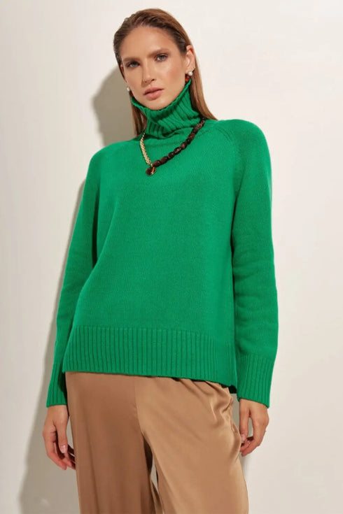 'Scarlett' Ribbed Knit Turtleneck Sweater - Celes Fashion